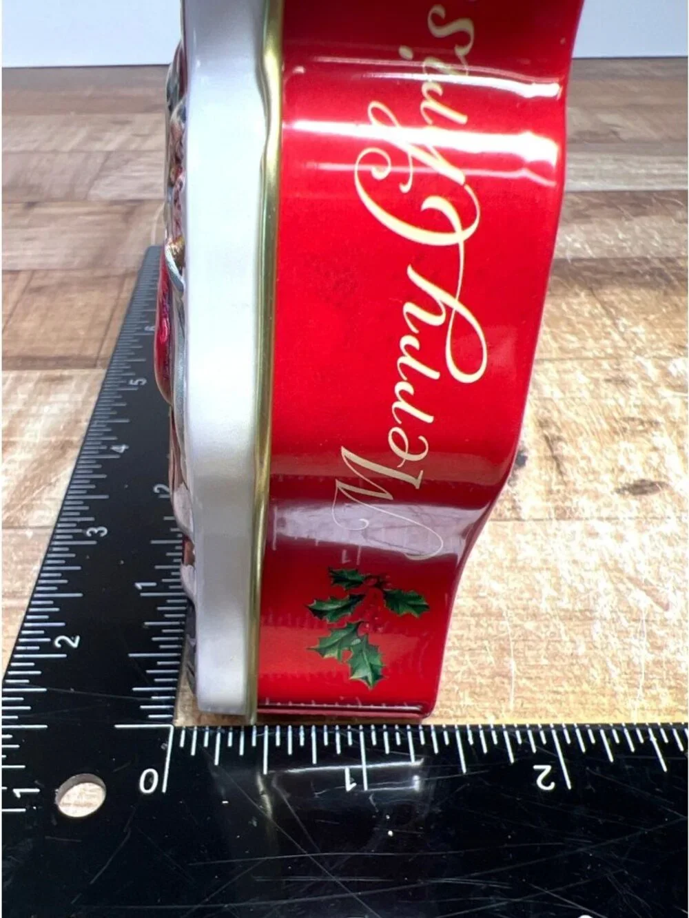 Heidel Christmas Boot-Shaped Tin With Santa Claus Design Red & Gold